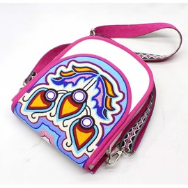 Lavivia Handmade Beaded Bag | Native American Style Crossbody Handbag| Czech Glass Beads Shoulder Bag | Adjustable Strap Unisex Handbag| Multicolour Flower