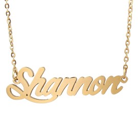 HUAN XUN Gold Color Plated Script Initials Necklace, Shannon