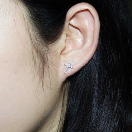 AoedeJ Cross Stud Earrings Sterling Silver Cubic Zirconia Religious Cross Earrings Stud for Women and Men (Style 2)