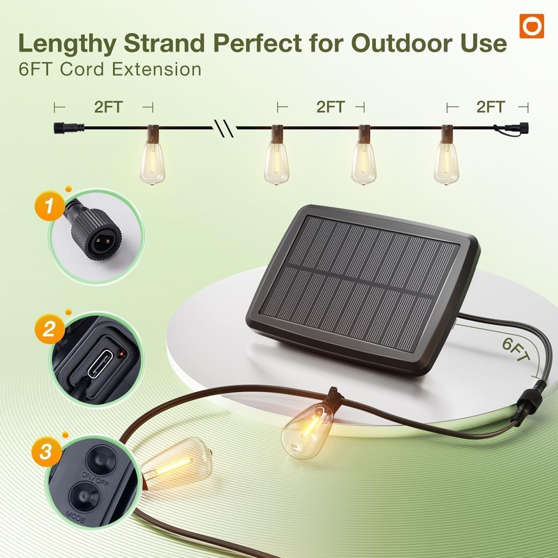 addlon 33(27+6) FT Solar String Lights Waterproof,Patio Lights Solar Powered