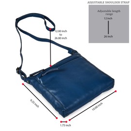 Cochoa Small Soft Pebbled Real Leather Women Crossbody Handbags & Purses - Triple Zip Premium Sling Crossover Shoulder Bag (Sapphire Blue Nappa)