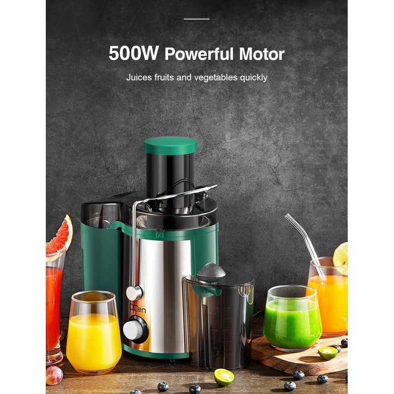 QCen Juicer Machine, 800W Centrifugal Juicer Extractor with Wide Mouth