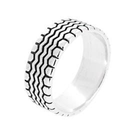 Treasure Bay Solid 925 Sterling Silver band 9mm ring for Men and women (R)
