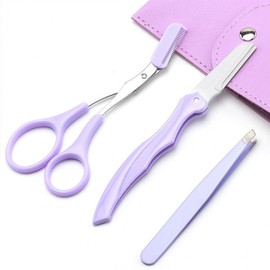 Beauty Item Eyebrow Grooming 3-Piece Set Eyebrow Razor Thinning Scissors Tweezers 3ea