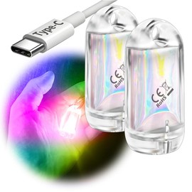 DOKeep USB Mini LED Lantern, 2 Pack Waterproof EDC Keychain LED Flashlight for Camping, Type-C Rechargeable Battery Small Stick Lamp Puck Dog Collar Torch Light (7-Color Automatic Flashing)