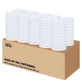 CryoKing 500 Pack Petri Dishes with Lids, 90mm Plastic Sterile Petri Dish, Thick Clear Stackable Culture Dishes with Loose Cap for Lab Experiment, Myclogy, Biology
