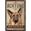 30 x 20 cm Weatherproof Dog Tin Sign, Warning Warning