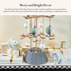 MACKENZIE-CHILDS Set of 2 Sterling Check Polar Bear Figurines, Gray-and-White Winter Figurines