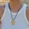 WARIDAR MAX 18K Gold Plated Hammered White CZ Cross Pendant