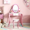 Kids Vanity Table Set With 360 Degree Rotating Mirror And