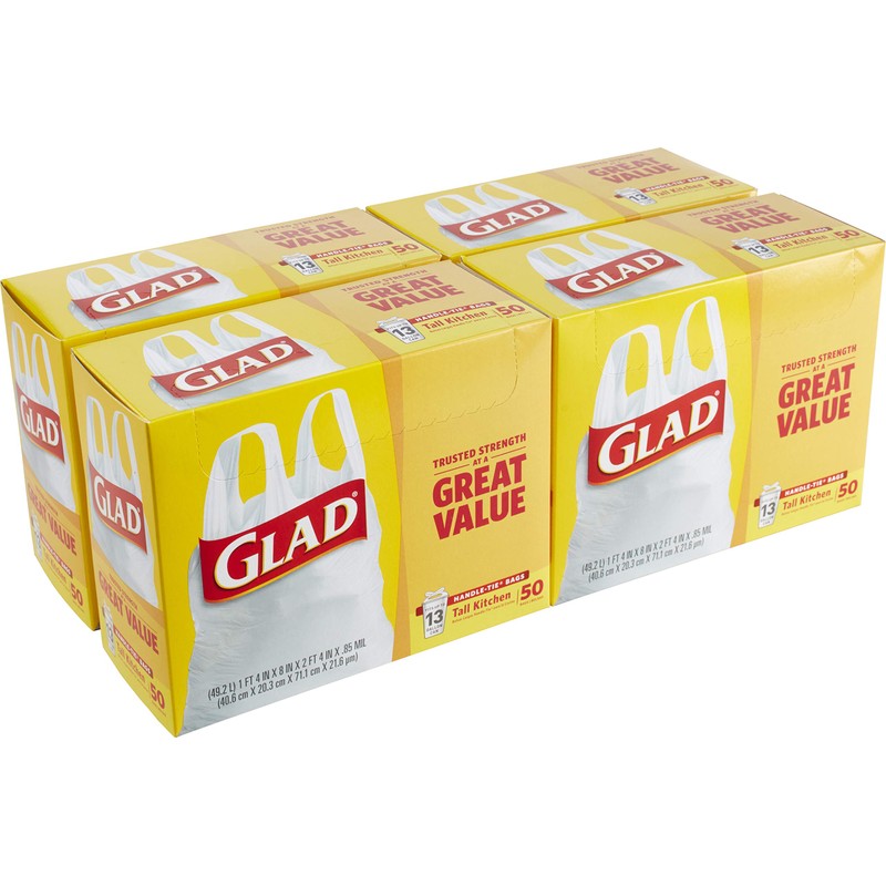 Glad Tall Handle-Tie Kitchen Trash Bags - 13 Gallon -