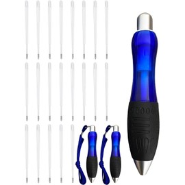24-Pack Big Fat Pens Aids Writing For Tremor, Arthritis, Parkinson, Handicap, Carpal Tunnel Large Wide Grip Blue (3 Pens + 12Black Refills + 9 Blue Refills) (Blue Body)
