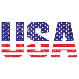 Stickios American Flag Decal - Distressed Patriotic Vinyl Bumper Sticker for Cars, Trucks & Vehicle Windows - Made in USA - USA Flag Letters (5.75x2.7 inches)