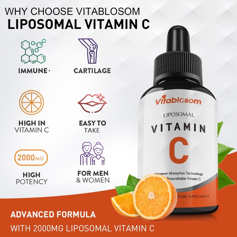 Vitablosom Liposomal Vitamin C 2000mg Liquid for Adults, High Absorption