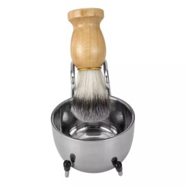 Badger 1 Set Barber Brush Set Shaving Cream Bowl Brush Set Mens Shaving Kit with Stand