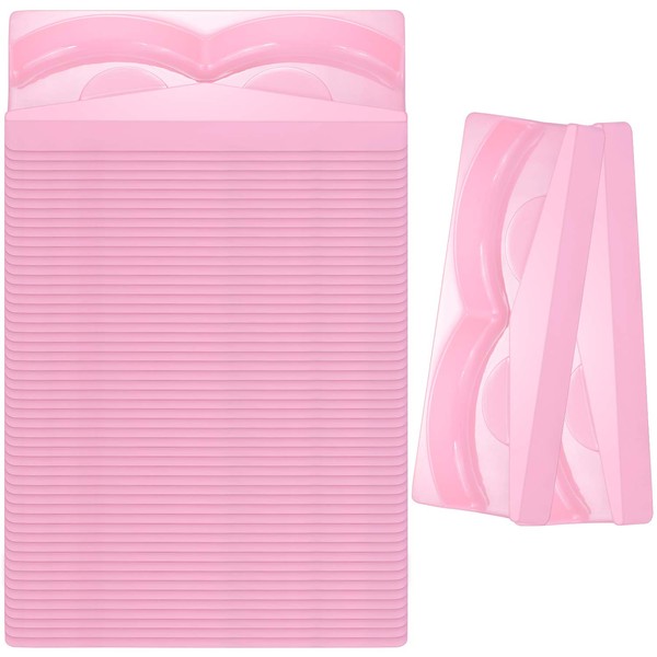 Bandejas rectangulares de plástico para pestañas postizas, 100 unidades, para embalaje de pestañas postizas, caja de almacenamiento de pestañas para salones de belleza, color rosa
