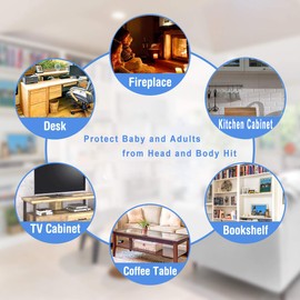 Edge Protector 100% Silicone, Baby Proofing Corners Clear Guards, Pre-Tape Adhesive Soft for Kids Safety, Child Table Cabinets Furniture Bumper