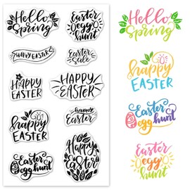Happy Easter Clear Stamps for Card Making Hello Easter Blessing Words Rubber Stamps Easter Transparent Silicone Seals for Easter Spring DIY Scrapbooking Embossing Paper Card Album Craft Supplies
