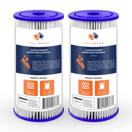 Aquaboon 1 Micron Pleated Water Filter 10 x 4.5 for Whole House Sediment Water Filter Replacement Compatible with Well Filters FXHSC, R50-BBSA (2-PACK)