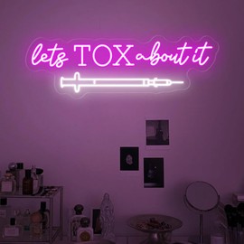 Lets Tox About It Aesthetics Spa Decor LED Neon Light Sign Beauty Cosmetic Salon Sign Wall Art Lights with Dimmable Switch and Hanging Chain,Spa Day Gifts for Women,16.5 Inches by 7.4 Inches