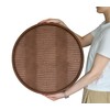 HofferRuffer Round Serving Tray 20'', Elegant Faux Leather Circle Ottoman
