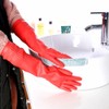 YSLON Rubber Cleaning gloves Kitchen Dishwashing glove 3-Pairs,Waterproof Reuseable. (Red,