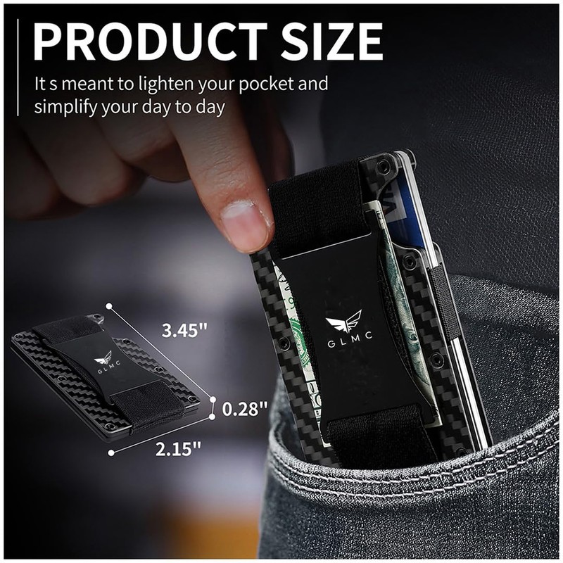 GLMC Minimalist Metal Wallet RFID-Blocking Credit Card Holder with Cash