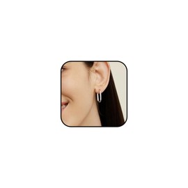 Rectangular Hoop Earrings 925 Silver Needle Women's Geometric Oval Hoop Earrings 14K Gold Square Hoops Earrings Jewelry (silver)
