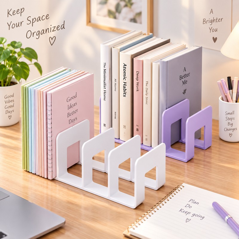 Multi Compartment Desktop Books Stand Organizer For Students Books And
