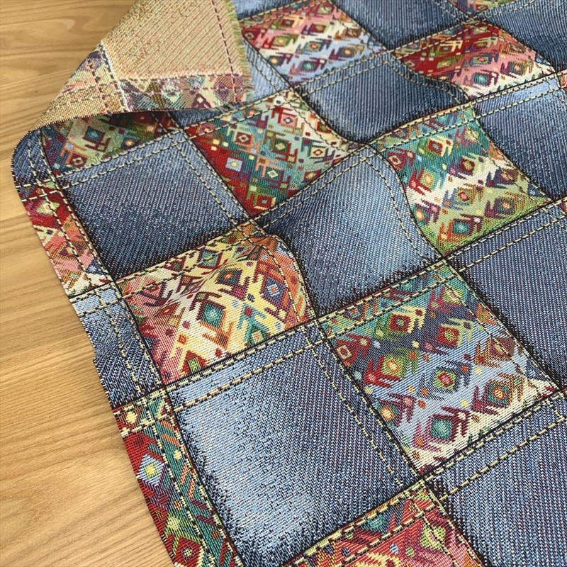 Out Style 45x45 Gobelins Imported Fabric Cushion Cover (Denim Stitch,
