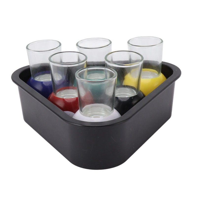 6pcs Billiards Pool Balls Shot Glasses Set Multicolor Pool Balls