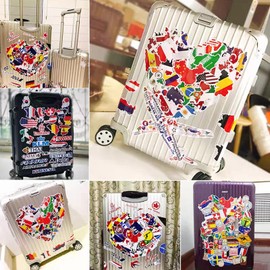 Sticker National Flags Countries Map Sticker Travel Vinyl Laptop Luggage Suitcase Waterproof Sunproof Decoration for Laptop, Luggage, Car and More