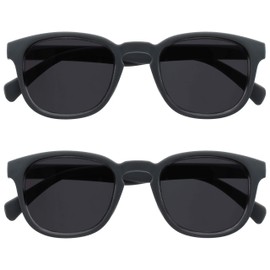 OPULIZE Pop Sun Reader Glasses Pack of 2 Keck Round Matte Frame Spring Hinges Scratch-Resistant Tinted Lens UV400 Protection Men Women SS2-7 +2.50
