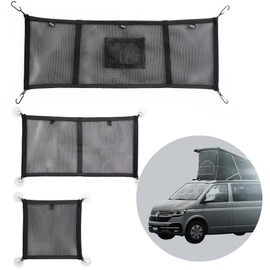 040 Parts Set of 3 Luggage Net Storage Net for All Windows and the Pitch Roof Compatible with VW T5 T6 Bulli, Multivan, California, Beach, Caravelle