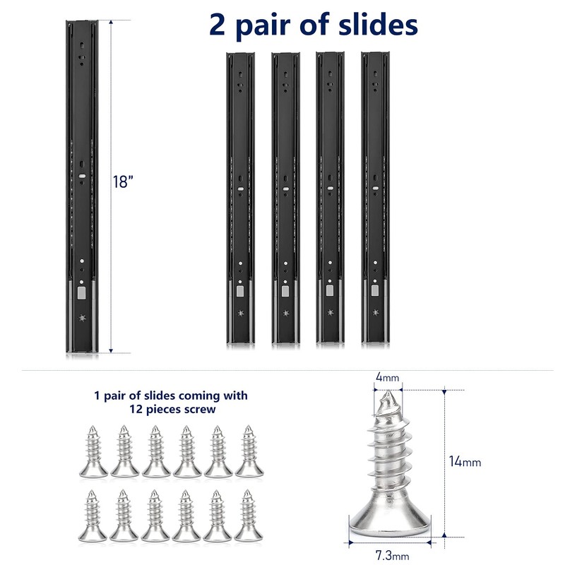 Ravinte 18 Inch Soft Close Drawer Slides 2 Pairs 4