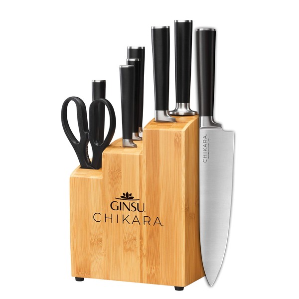 Ginsu Chikara 8 piece Bamboo block Knife Set, Black