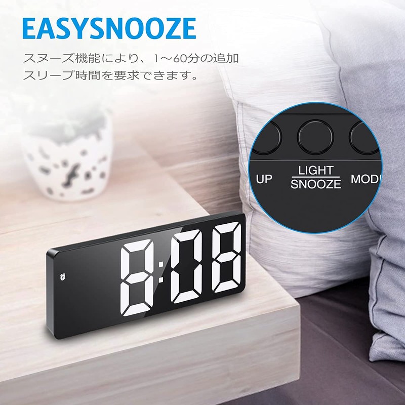 Digital LED Alarm Clock, Table Clock, Temperature and Calendar Display,