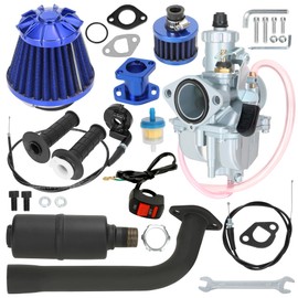 YOXUFA VM22 26mm Carburetor Exhaust Muffler Stage 2 Kit for Predator 212cc 224cc 196cc Coleman CT200U BT200X Baja MB200 Mini Bike KT196 Go Kart 6.5HP GX160 Clone Engine High Performance Parts