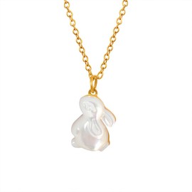 Niaspi Dainty Bunny Pendant Necklace for Women Girls Titanium Steel Gold Plated Small Lovely Jade Rabbit Necklaces Adjustable Delicate Birthday Valentines Party Necklace Jewelry for Pet Lover