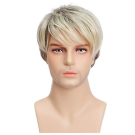 Salaibs Blonde Short Wigs for Men Straight Daily Natural Layered Cosplay Costume Party Hair Wig