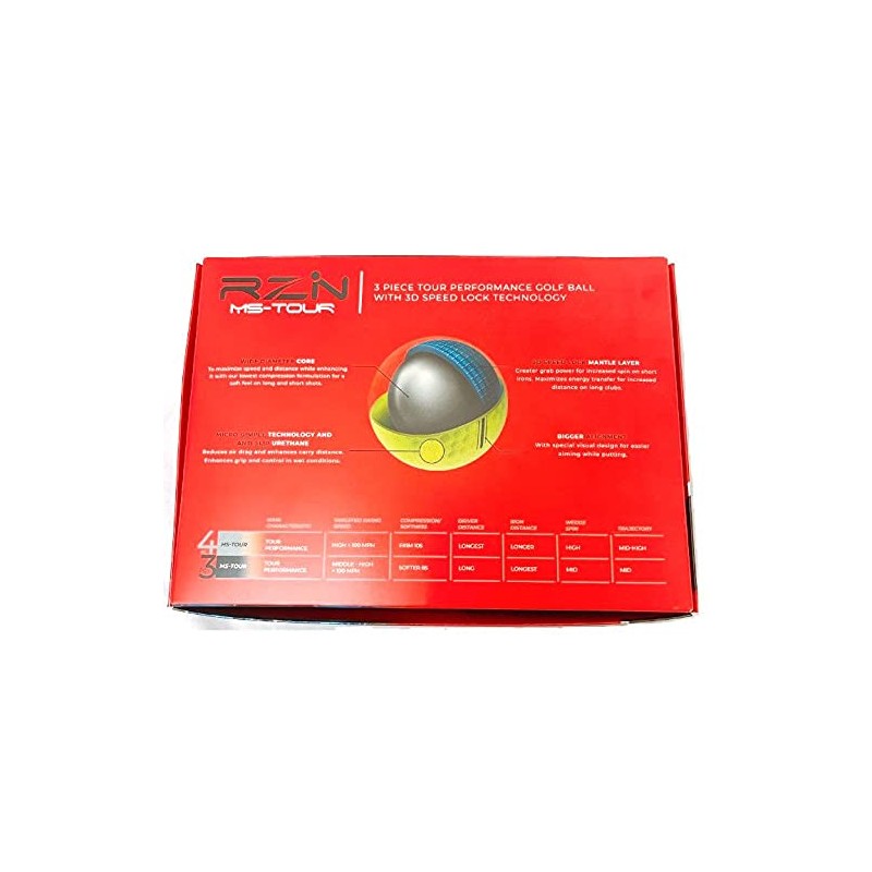 Resin Golf Ball RZN MS-Tour 1 Dozen Red Box Yellow