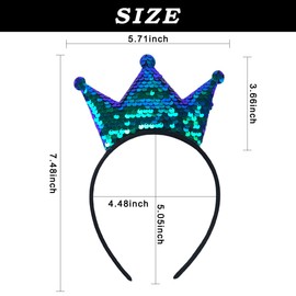 Totelux Girls Sequins Headband Crown Hair Bands Glitter Crowns Hair Accessories for Women Birthday Wedding Party Favors Headdress Decoration Supplies Gift (Lake Green)