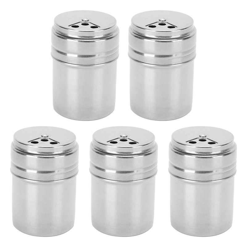 5PCS Seasoning Bottle Stainless Steel Spice Shaker with Rotating Cover