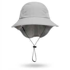 JIAHG Baby Bucket Hat with Neck Flap Kids Mesh Sun Hat UPF 50+ UV Protection Neck Strap Cap Childs Summer Bucket Hats Breatable Toddlers Beach Hat for 2-6 Years Boys Girls Grey