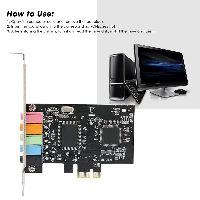 ASHATA PCIe Sound Card, 5.1 Internal Sound Card for PC