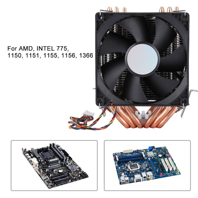 Quiet 4pin 6 Heatpipe CPU Cooler Dual tower Air Cooling