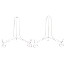 Tincogo (2 pack) 8" Iron Plate Stand, White Iron Easel Plate Display Photo Holder Stand, Displays Picture Frames, Cookbooks, Decorative Plates, Tablets and Art