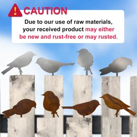 Reagia Rusty Birds Decoration, Metal Birds Statues, Lifelike Patina Metal Birds Garden Ornaments Silhouette, Garden Fence Decor Country Yard Art Gardening