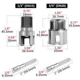 Saipe 2pcs Pipe Threading Tool with Extension, Integrated Internal & External Pipe Thread Cutting Tool PVC/PPR Water Pipe Threader Kit 1/2" and 3/4" (DN15/DN20) Tapping Tool Thread Drill Bit
