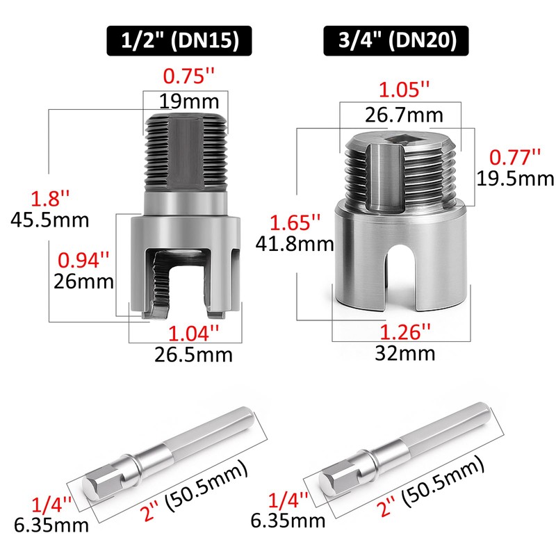 Saipe 2pcs Pipe Threading Tool with Extension, Integrated Internal &